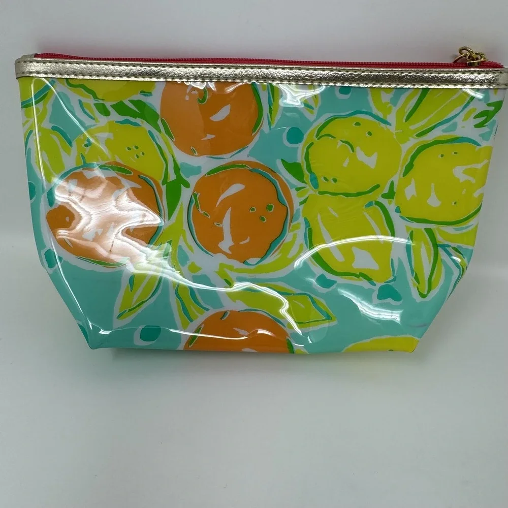 Lilly‎ Pulitzer Estee Lauder Citrus Cosmetic Bag Aqua Pink Travel Toiletry Pouch